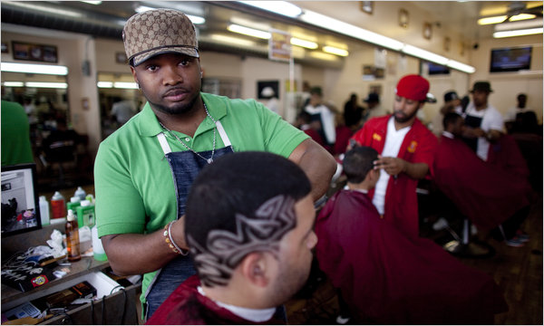 designs in hair for black men. Lots of lack barbers are