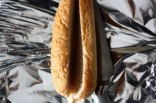I prefer my hoagies soft and not toasted, so I like to cut them open lengthwise, wrap in foil, and warm in an oven.