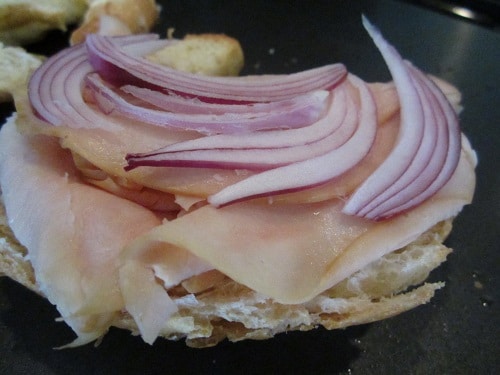 Victor insisted that the onion go between the meat and cheese.