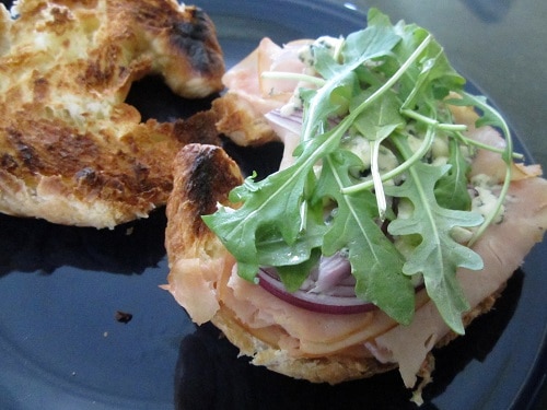 I used baby arugula, as it fits onto a sandwich a little better than regular.
