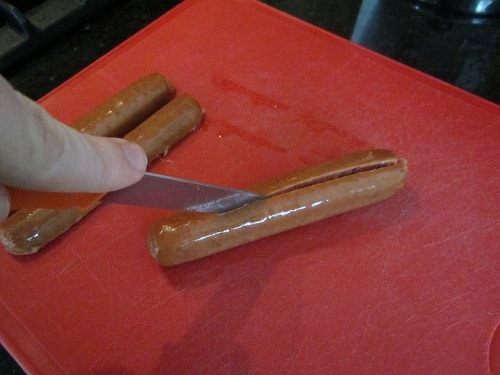 Cut it right down the middle lengthwise.