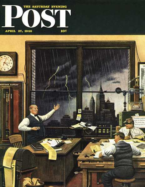 As evidenced by this Saturday Evening Post cover, meterlogists used traitional baremters well into the mid-20th century.