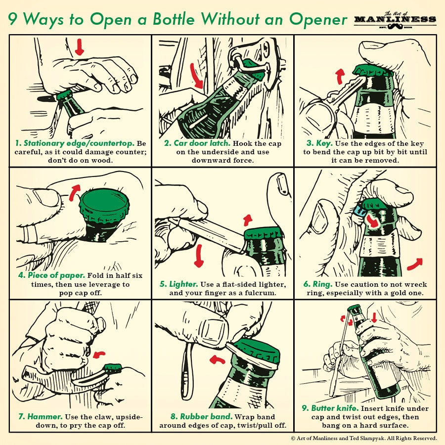 how to open a bottle without an opener