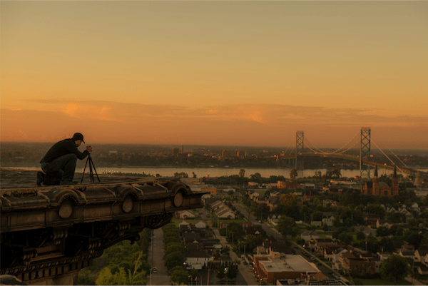 Me on the rooftop of MCS (Michigan Central Station) -- Detroit, Michigan