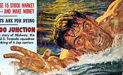 A thrilling movie poster featuring a man escaping the treacherous riptide.
