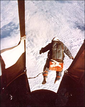 Joseph W. Kittinger skydiving from space.