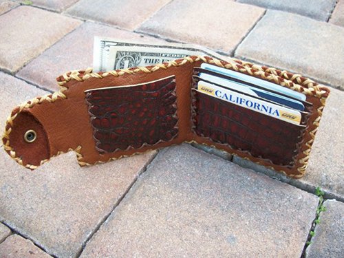 Crocodile leather wallet - a stylish and durable DIY project.