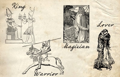 A captivating illustration featuring the mature masculine archetype of a king, magician, and warrior.