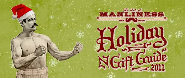 A man in a Santa Claus hat showcasing the Holiday Gift Guide from 2012.