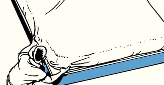 A simplified illustration of a hand pulling a strip of painter's tape from the edge of a bed surface, showcasing the Skill of the Week: bed making.