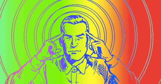 An image of a man in a colorful background, illustrating the significance of concentration exercises.