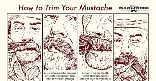 Learn to trim your mustache with an illustrated guide.