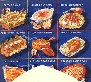 A vintage advertisement showcasing dishes that better man can make a meal with, all in just 30 days.