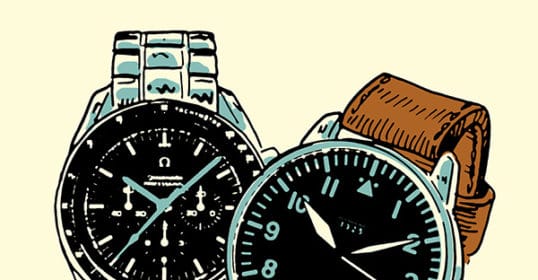 Two wristwatches with the words pilot/aviator watch.