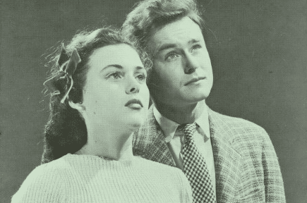 A black and white photo of a man and woman looking at each other, possibly reflecting a healthy sex life.
