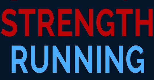 A podcast about distance running myths on a dark blue background.
