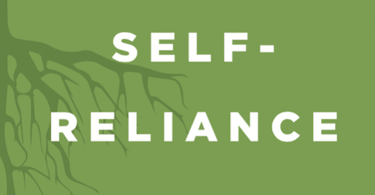 A self-reliant podcast with a green background and the words 