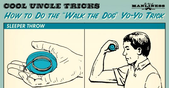 A poster detailing the cool uncle trick of using a golf ball like a yo-yo.