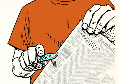 A sharp illustration of a man holding a newspaper.