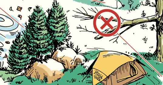 An illustration of a tent at the perfect campsite.