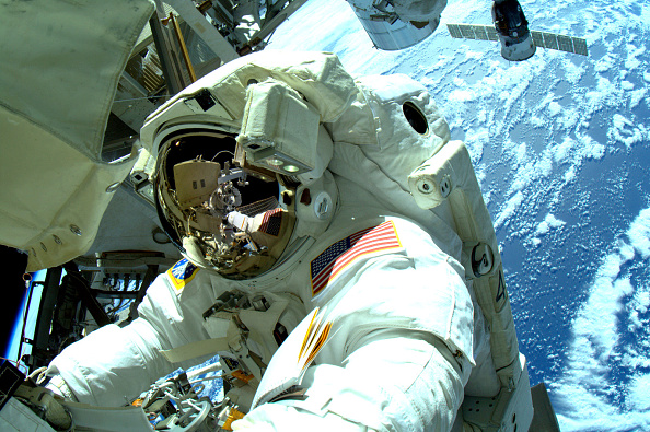 An astronaut in a space suit.