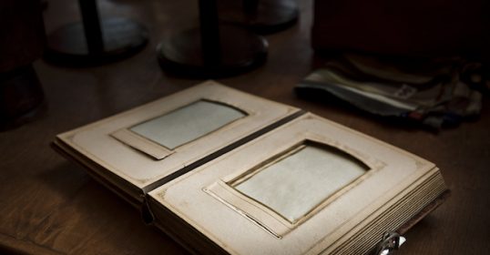 An old book on the table.