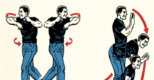 An illustration of a man during a workout.