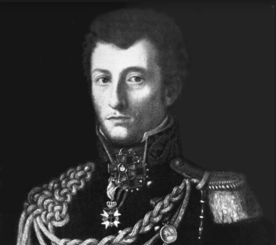 A black and white portrait of a man in military uniform, symbolizing the Clausewitz philosophy of war.