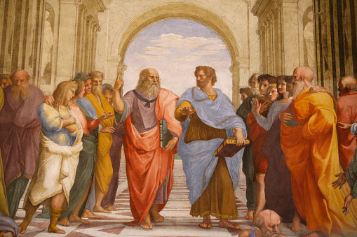 A podcast discussing Michelangelo's "The School of Athens" and its philosophical tools.