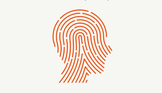 A man's head with a fingerprint on it, hinting at his ability to detect deception or read minds.