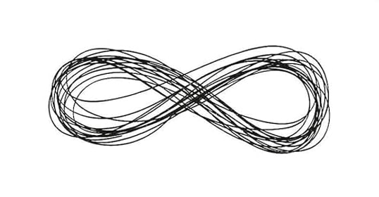 A hand-drawn infinity symbol made with multiple intertwining lines, representing the concept of 