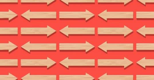Seamless pattern of interlocking wooden arrows on a red background, designed for SEO.