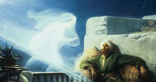 A dreamy painting of a man and a woman sitting on a balcony, capturing the essence of longing and romance.