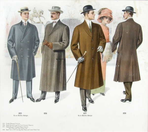 vintage man wearing overcoats illustration.