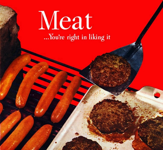 Grilling meat advertisement.