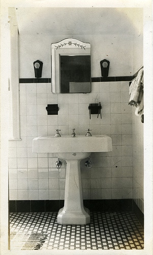 Vintage home bathroom portrait.