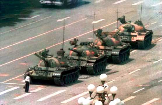 tiananmen square man standing in front of tanks