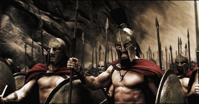 Spartans Leonidas preparing for battle.