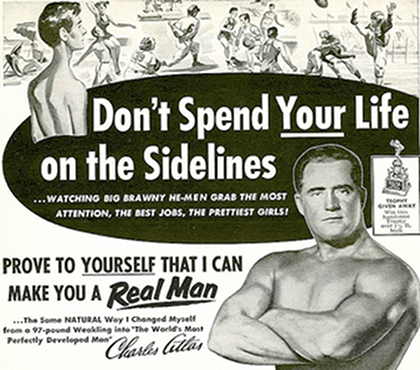 Charles Atlas ad for fitness illustration.