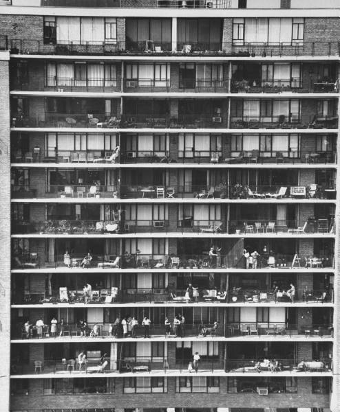 Vintage apartments building portrait.