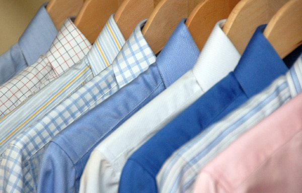 Dress pattern shirts cover in hangers.