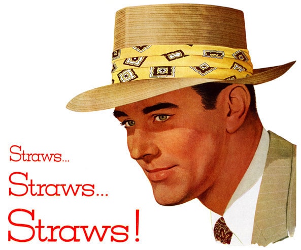 Straw man wearing derby hat.
