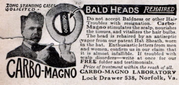 Vintage illustration about hair loss treatment carbo magno.