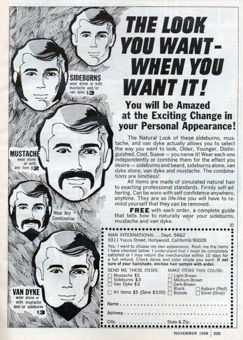 Paste on facial hair vintage advertisement.