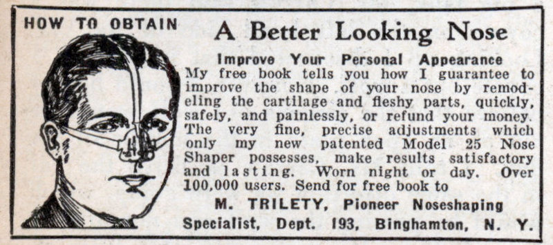 Vintage ad advertisement about nose shaper of men's product.