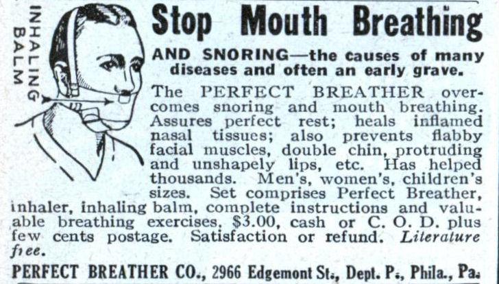 Perfect breather mouth breathing snoring vintage advertisement.