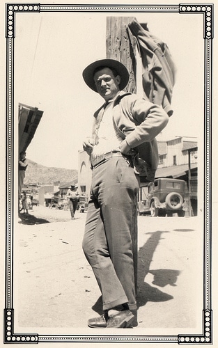 Vintage Lawman posing in Arizona dessert.