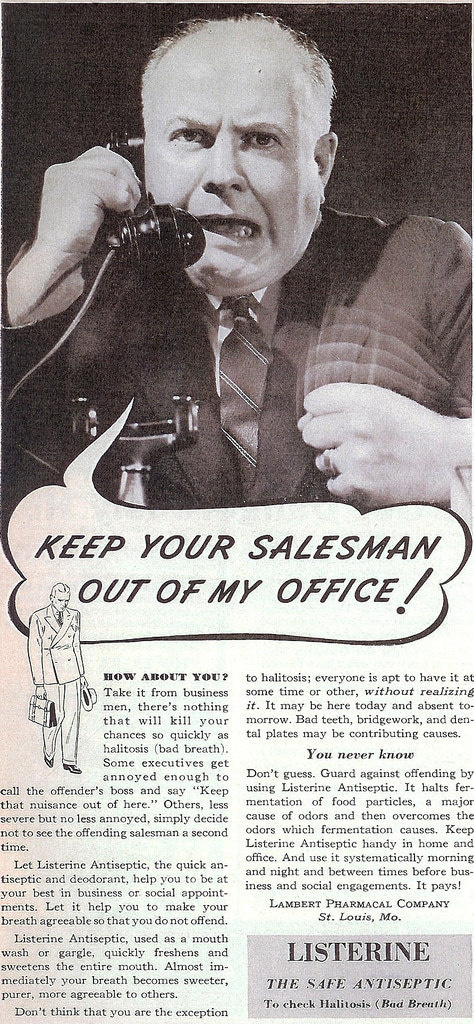 Illustration of vintage man screaming on phone for ad advertisement.