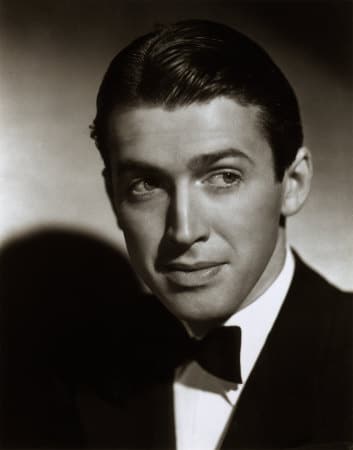 Jimmy Stewart's portrait in tuxedo.