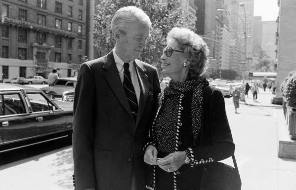 Old Jimmy Stewart looking at his wife.